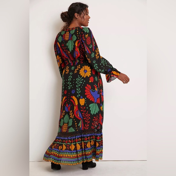 Anthropologie Georgette farm Rio Black Maxi Dress with Multicolor Floral XL - Picture 2 of 9